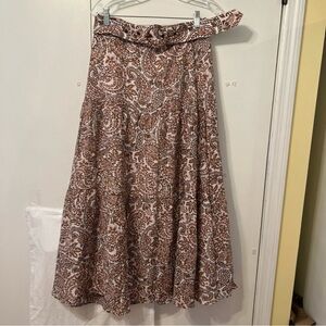 MINKPINK Women’s Skirt L Paisley Boho Lined Maxi  Viscose Side Zip Elastic Waist